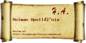 Holman Apollónia névjegykártya